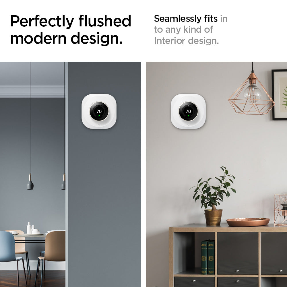 AHP03710 - Google Nest Learning Thermostat 3G Wall Plate in white showing the perfectly flushed modern design. Seamlessly fits in to any kind of interior design