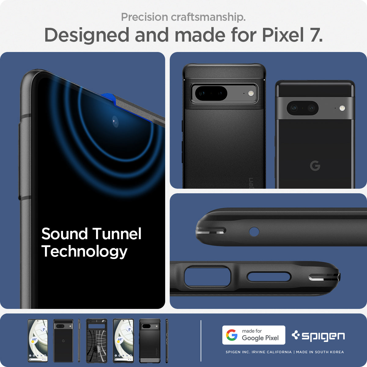 ACS04698 - Pixel 7 Case Rugged Armor in matte black precision craftsmanship designed and made for pixel 7.