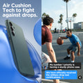ACS06367 - Galaxy S23 FE Case Liquid Air in abyss green showing the air cushion tech to fight against drops/