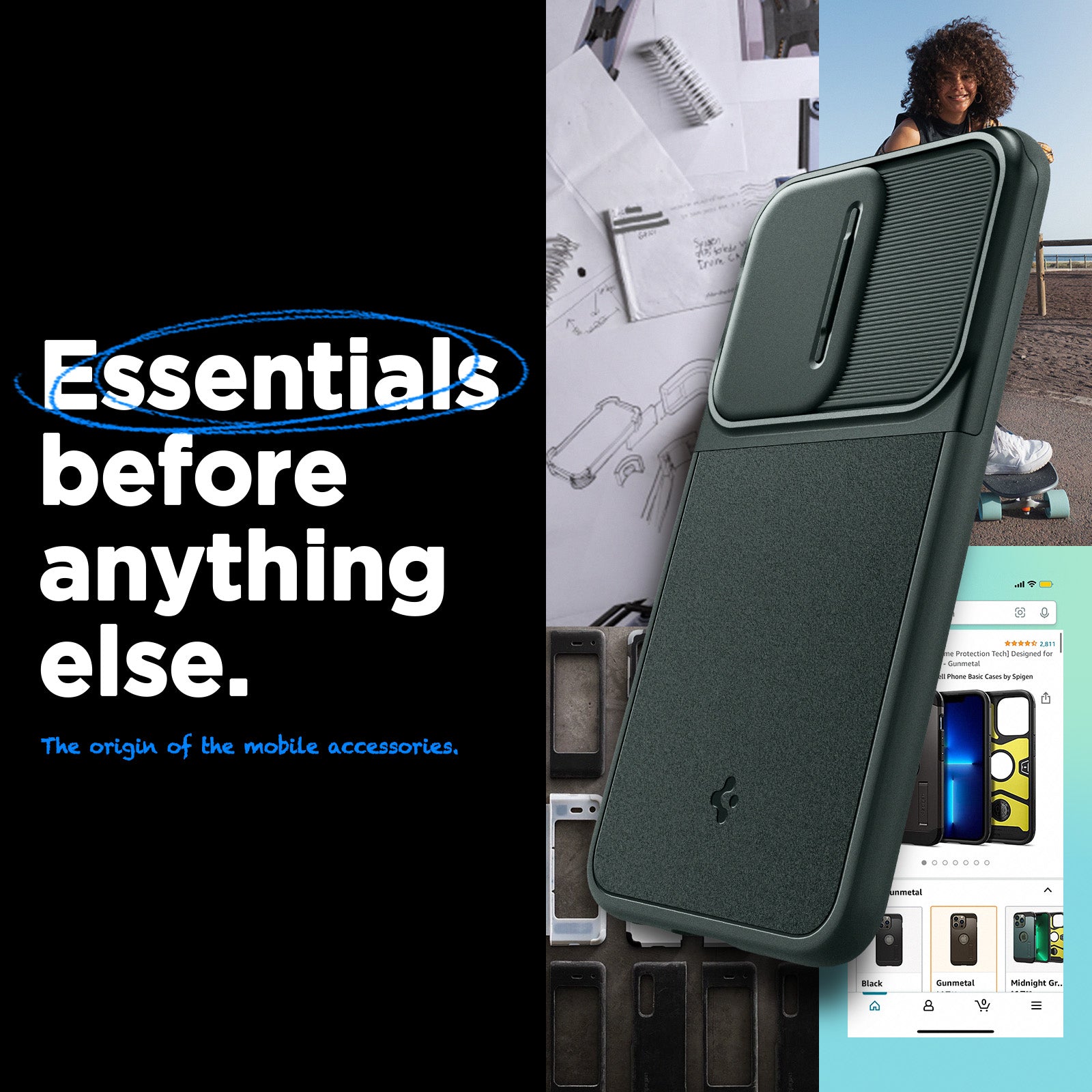 ACS06381 - Galaxy S23 FE Case Optik Armor in abyss green essentials before anything else. The origin f the mobile accessories.