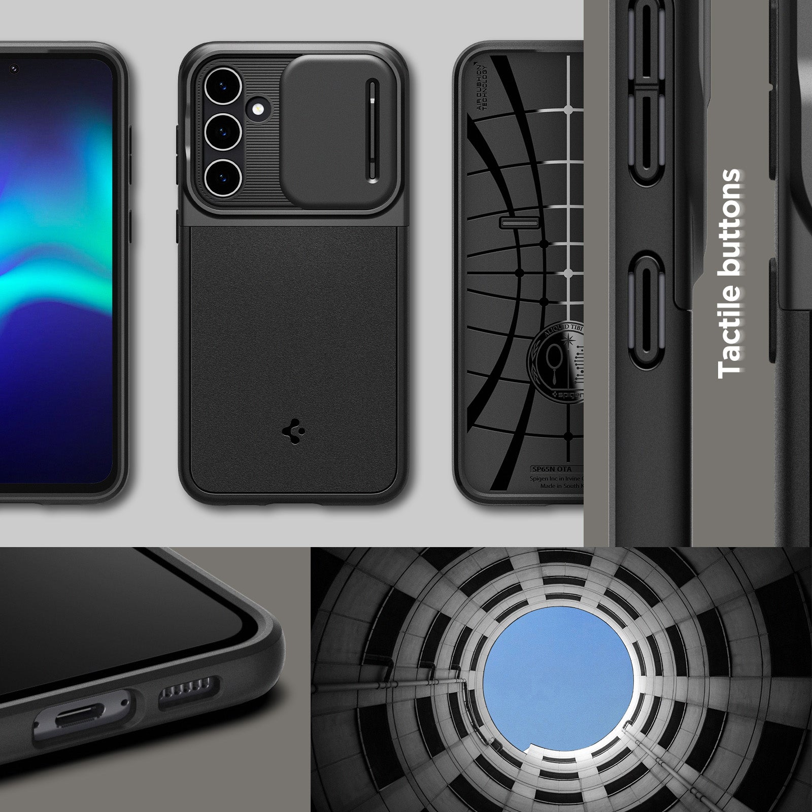 ACS06380 - Galaxy S23 FE Case Optik Armor in black tactile buttons.
