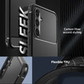 ACS06376 - Galaxy S23 FE Case Rugged Armor in matte black carbon fiber accent styling. Flexible TRU.