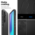 ACS06363 - Galaxy S23 FE Case Thin Fit in black showing the matte coating. Anti-slip and anti-fingerprints