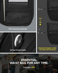 AFA07574 - Klasden Passport Organizer KD500 in Black showing the essential waist bag for any time, RFID-blocking materials, Integrated zipper puller for easy SIM removal