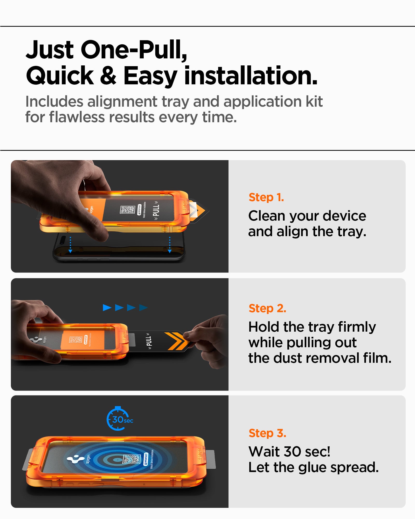 AGL10484 - iPhone 17 - Glas.tR AlignMaster S showing just one pull quick and easy installation. includes alignment tray and application kit for flawless results every time