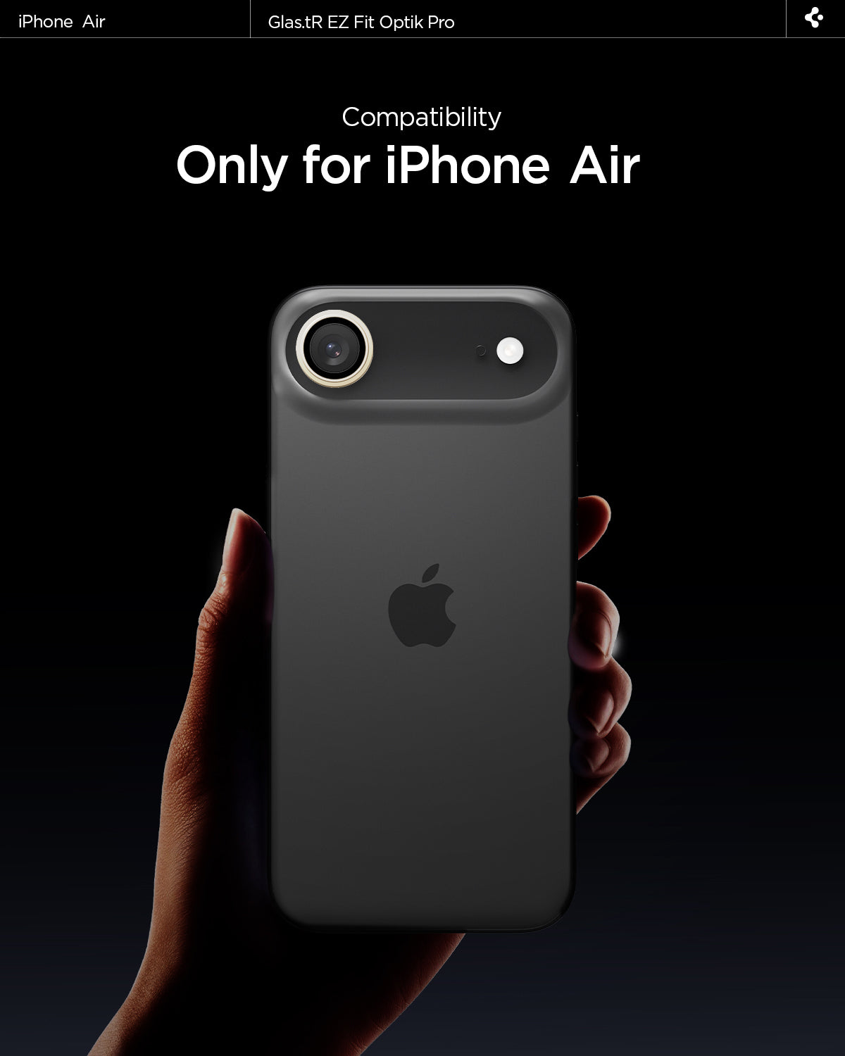 AGL10131 - iPhone Air Optik Pro EZ Fit Lens Protector showing the compatibility. Made for the iPhone Air