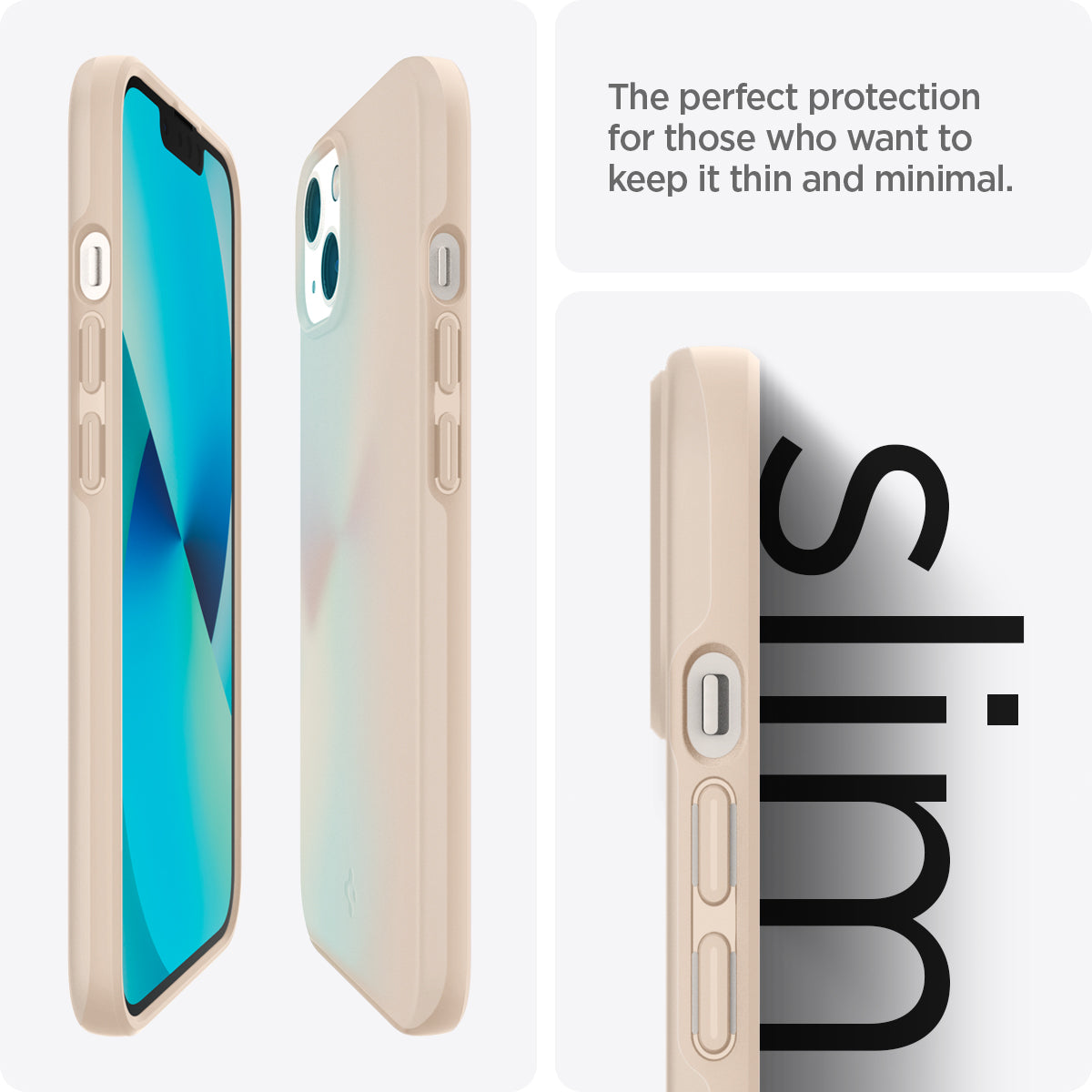 ACS03513 - iPhone 13 Case Thin Fit in sand beige showing the perfect protection for those who want to keep it thin and minimal