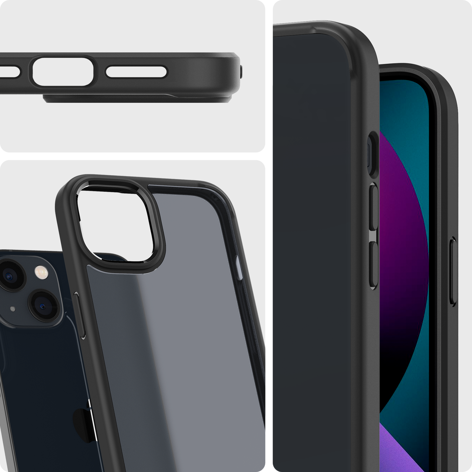 ACS03623 - iPhone 13 Case Ultra Hybrid Matte in frost black showing the different angles