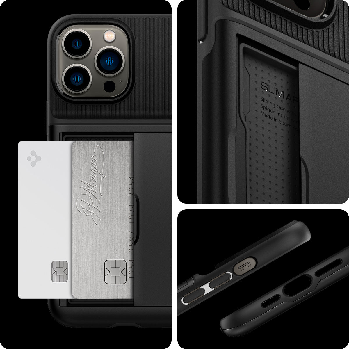 ACS03218 - iPhone 13 Pro Max Case Slim Armor CS in black showing back for the card and case.
