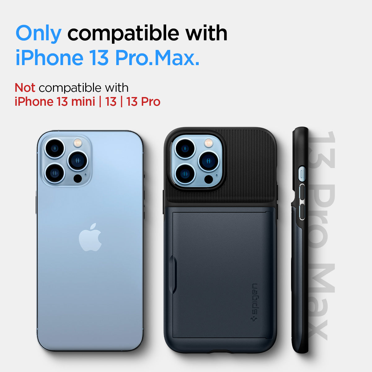 ACS03220 - iPhone 13 Pro Max Case Slim Armor CS in metal slate showing only compatible with iPhone 13 pro max. not compatible with iPhone 13 mini, 13, 13 pro