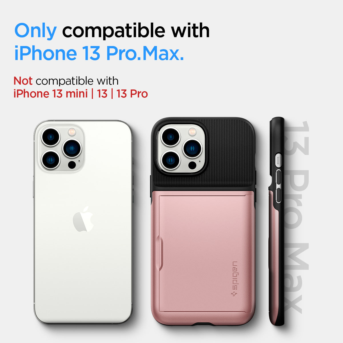 ACS03219 - iPhone 13 Pro Max Case Slim Armor CS in rose gold showing only compatible with iPhone 13 pro max. not compatible with iPhone 13 mini, 13, 13 pro