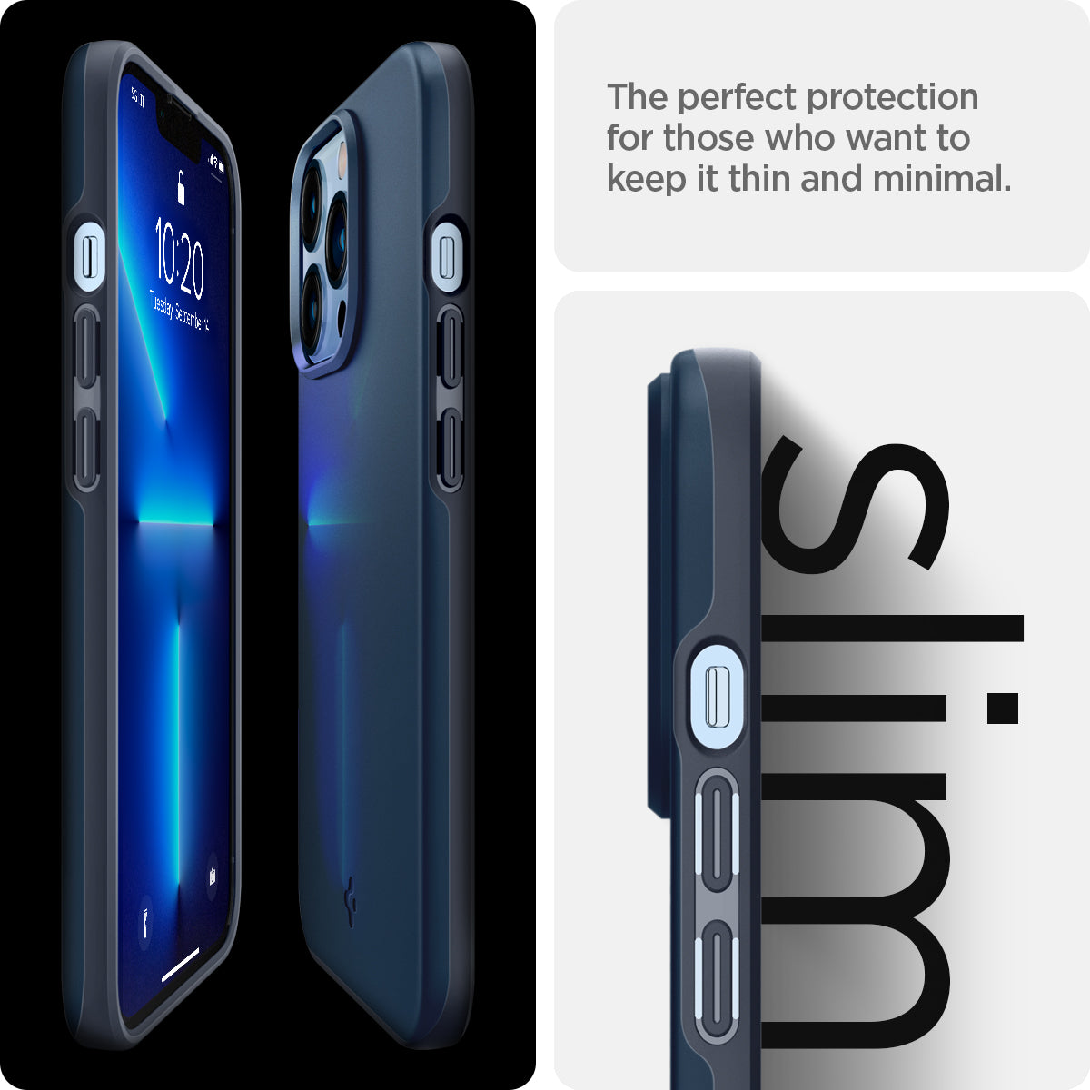ACS03192 - iPhone 13 Pro Max Case Thin Fit in metal slate showing the perfect protection for those who want to keep it thin and minimal
