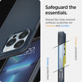 ACS03192 - iPhone 13 Pro Max Case Thin Fit in metal slate showing the raised lips help prevent surfaces scratches for camera and screen. Screen protection and Camera protection