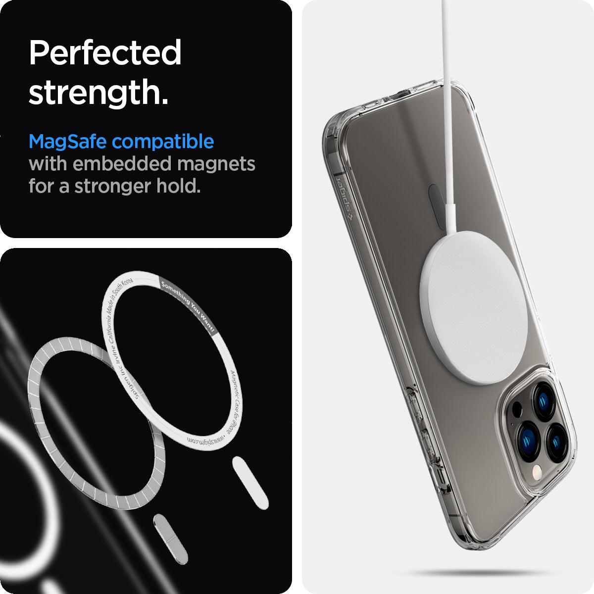 ACS03211 - iPhone 13 Pro Max Case Ultra Hybrid Mag Safe Compatible in graphite showing the perfected strength. MagSafe compatible with embedded magnets for a stronger hold