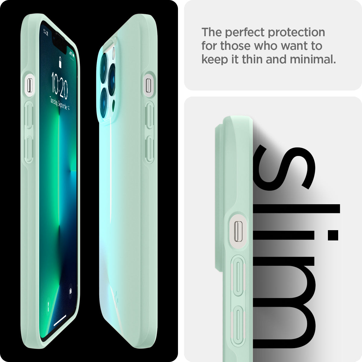 ACS03493 - iPhone 13 Pro Case Thin Fit in apple mint showing the perfect protection for those who want to keep it thin and minimal