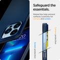 ACS03250 - iPhone 13 Pro Case Thin Fit in navy blue showing the raised lips help prevent surfaces scratches for camera and screen. Screen protection and Camera protection