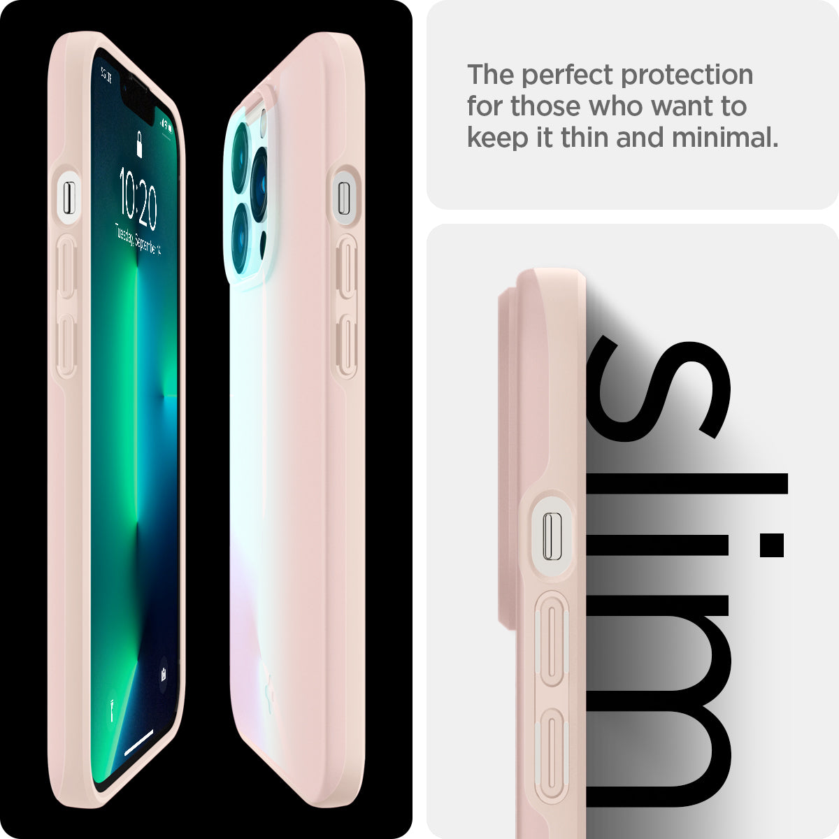 ACS03676 - iPhone 13 Pro Case Thin Fit in pink sand showing the perfect protection for those who want to keep it thin and minimal