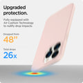 ACS03676 - iPhone 13 Pro Case Thin Fit in pink sand showing the upgraded protection. Fully equipped with Air Cushion Technology to nullify drop impacts. Dropped from 48