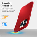 ACS03249 - iPhone 13 Pro Thin Fit in red showing the upgraded protection. Fully equipped with Air Cushion Technology to nullify drop impacts. Dropped from 48