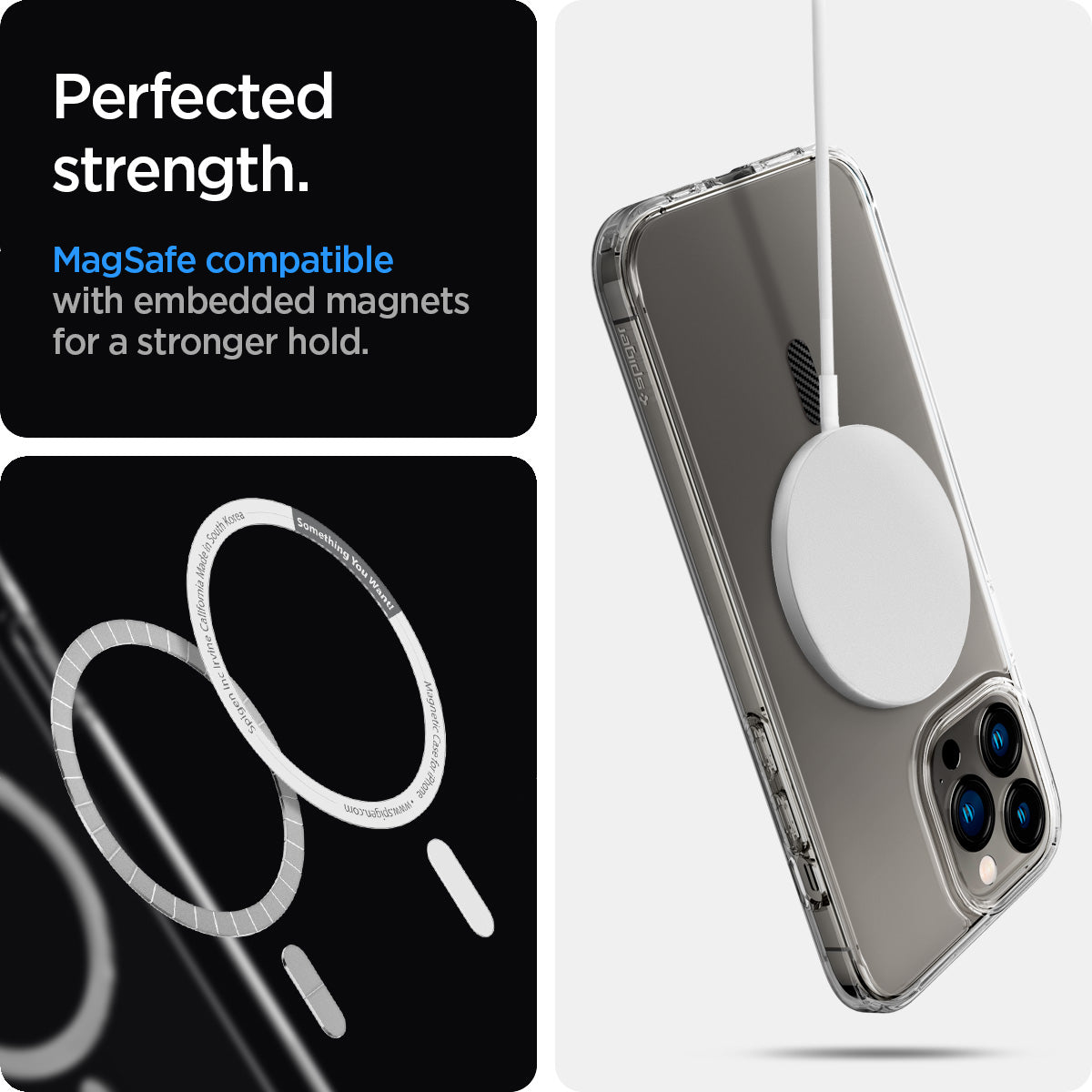 ACS04085 - iPhone 13 Pro Case Ultra Hybrid Mag (MagFit) in carbon fiber showing the perfected strength. MagSafe compatible with embedded magnets for a stronger hold