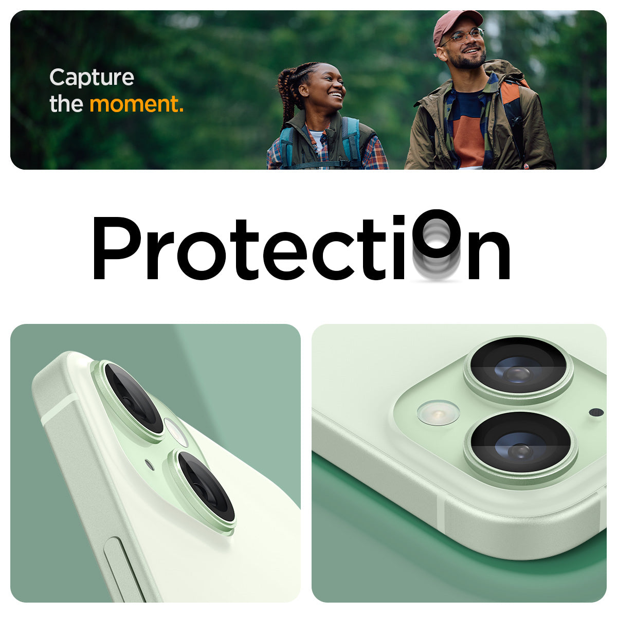 AGL07169 - iPhone 15 Plus Optik Pro EZ Fit Lens Protector in Green capture the moment. protection.
