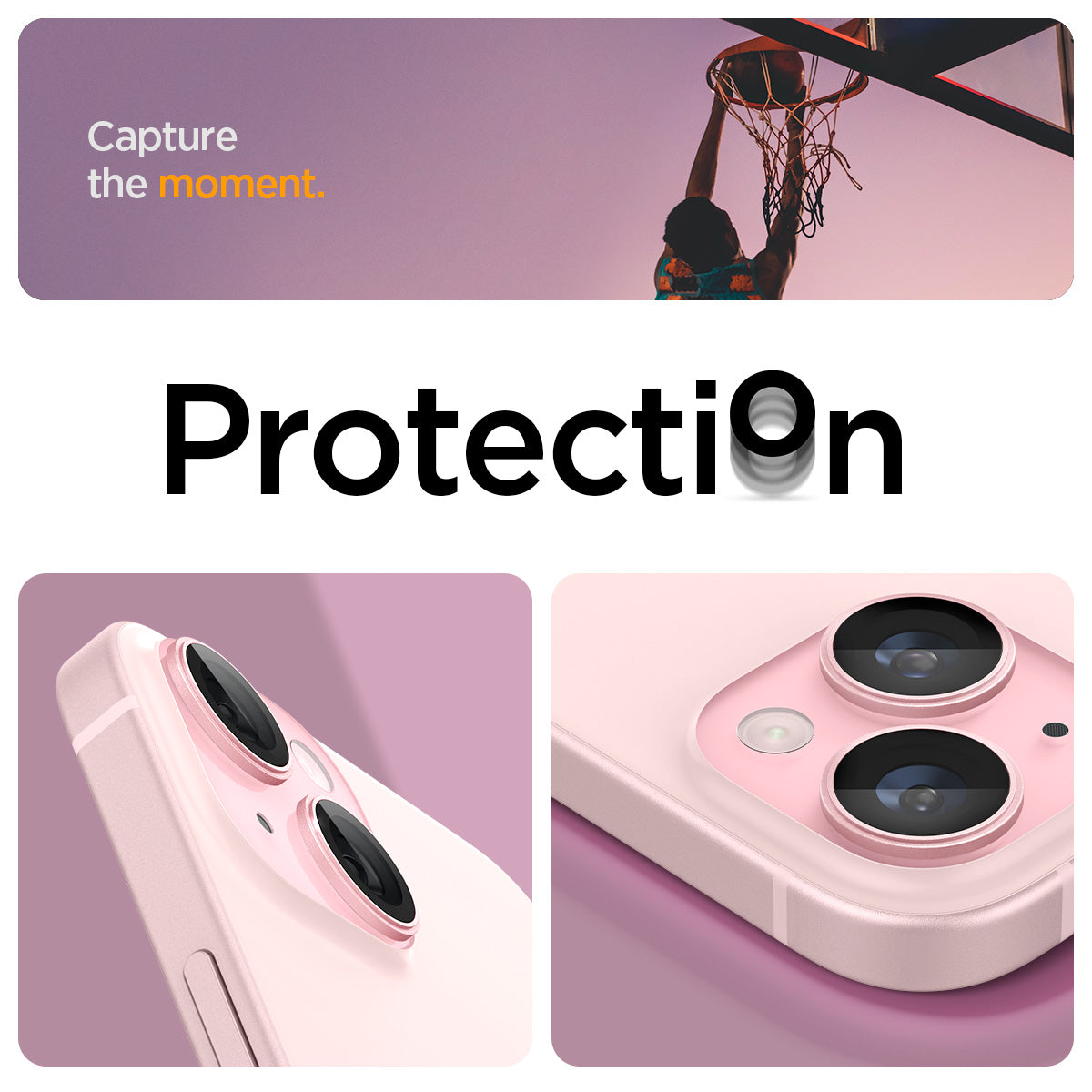 AGL07167 - iPhone 15 Plus Optik Pro EZ Fit Lens Protector in Pinky capture the moment. protection.