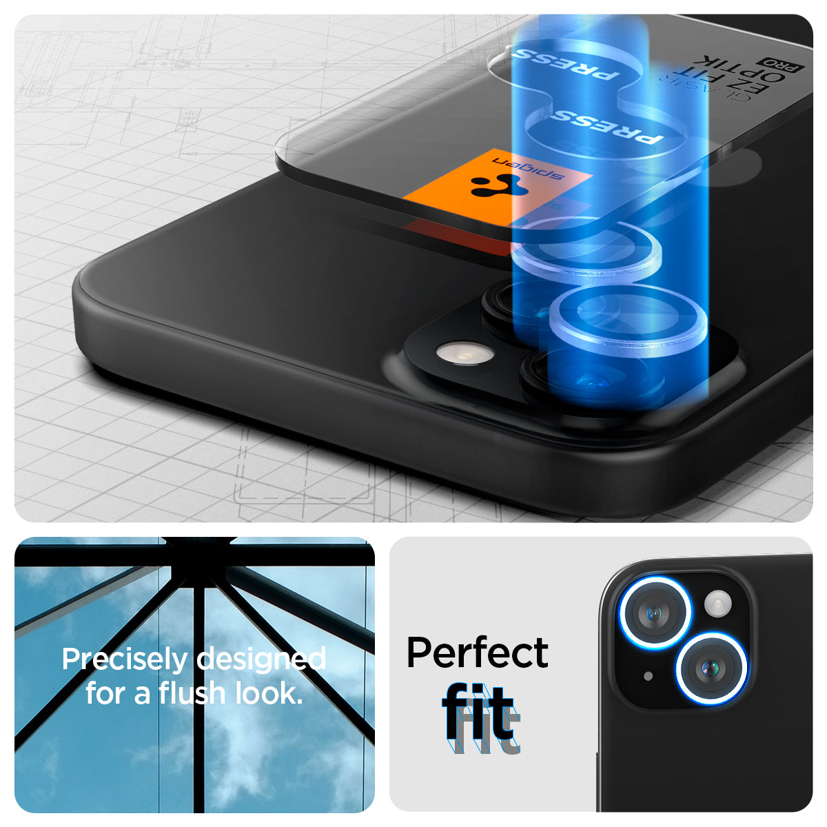AGL05603 - iPhone 15 / 15 Plus Optik Pro Lens Protector in purple precisely designed for a flush look. perfect fit.