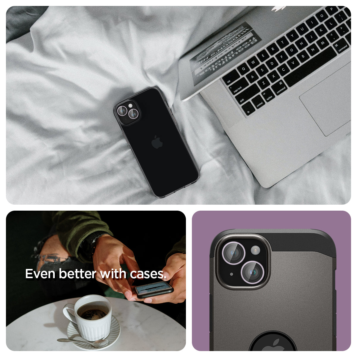 AGL05603 - iPhone 15 / 15 Plus Optik Pro Lens Protector in purple even better with cases. show detail.