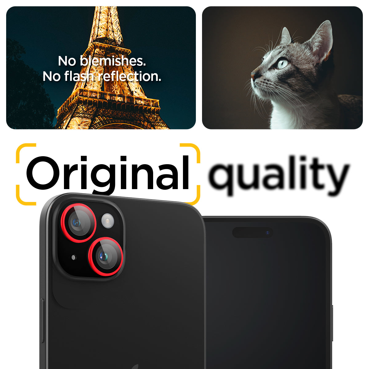 AGL05605 - iPhone 15 / 15 Plus Optik Pro Lens Protector in red no blemishes. no flash reflection. original quality.