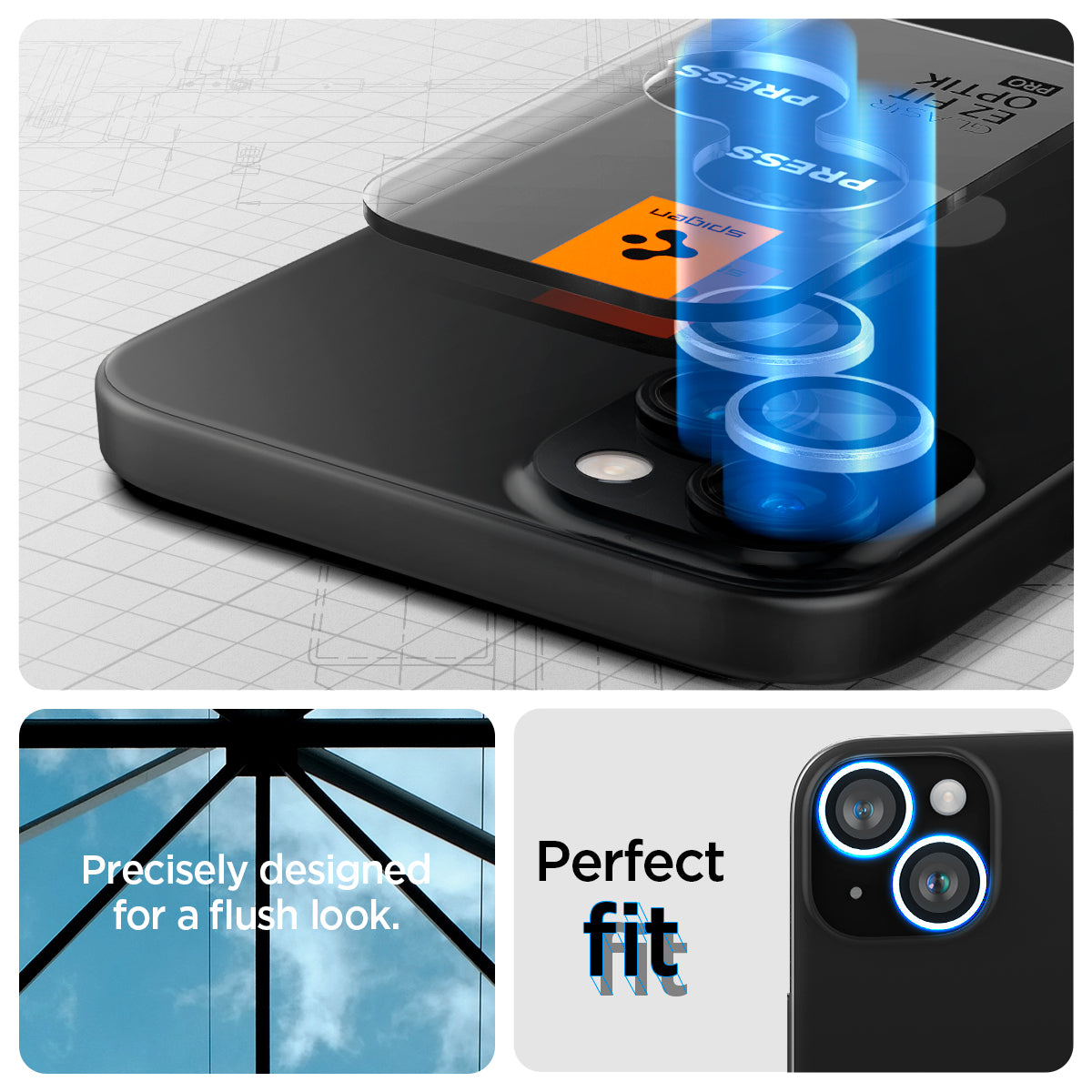 AGL05604 - iPhone 15 / 15 Plus Optik Pro Lens Protector in starlight precisely designed for a flush look. perfect fit.