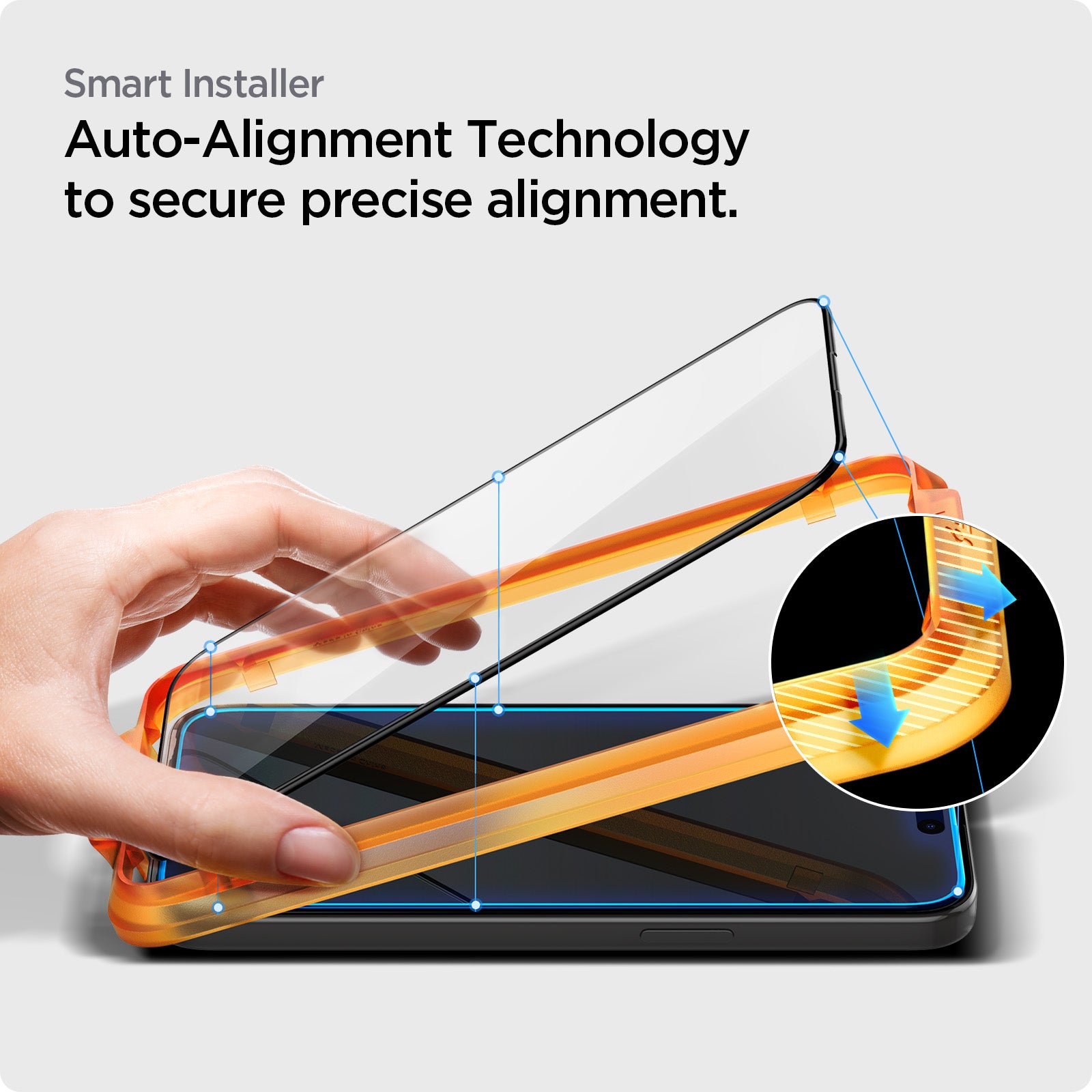 AGL06895 - iPhone 15 Pro Screen Protector AlignMaster GLAS.tR smart installer auto alignment technology to secure precise alignment.