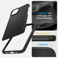 ACS06776 - iPhone 15 Case Thin Fit in black coated PC for extra grip and drop protection. Flexible TPU, Coated PC.