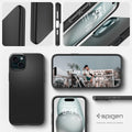 ACS06639 - iPhone 15 Plus Case Thin Fit in black bare essentials. spigen.