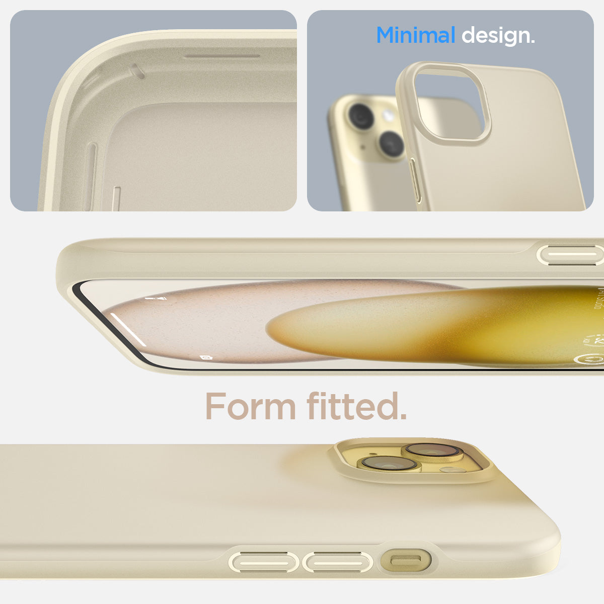 ACS06642 - iPhone 15 Plus Case Thin Fit in mute beige minimal design. form fitted.
