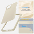 ACS06642 - iPhone 15 Plus Case Thin Fit in mute beige coated PC for extra grip and drop protection. Flexible TPU, Coated PC.