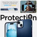 ACS06640 - iPhone 15 Plus Case Thin Fit in navy blue raised edges prevent surface scratches on the camera and screen