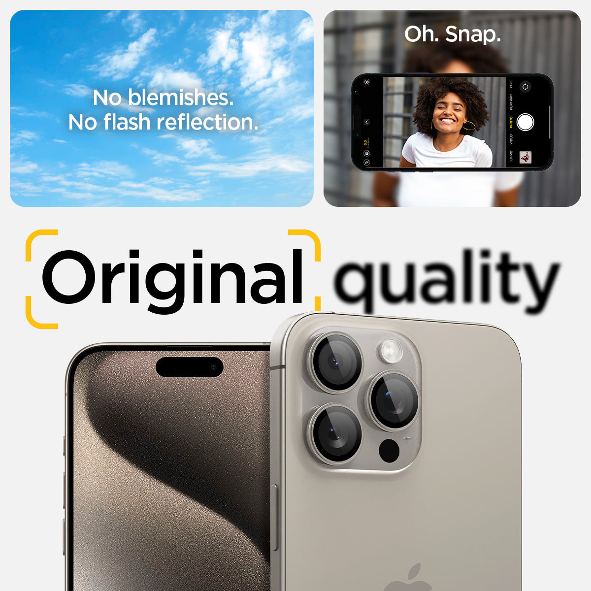 AGL07163 - iPhone 16 Pro / 16 Pro Max Optik Pro Lens Protector in natural titanium no blemishes. no flash reflection. original quality.