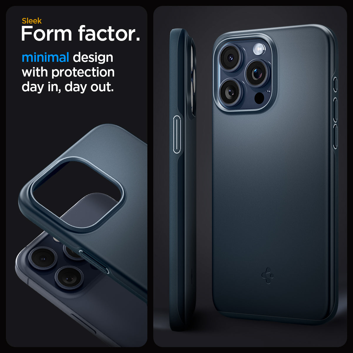 ACS06688 - iPhone 15 Pro Case Thin Fit in metal slate sleek form factor. Minimal design with protection day in, day out.
