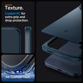ACS06688 - iPhone 15 Pro Case Thin Fit in metal slate smooth texture. Coated PC for extra grip and drop protection. Aircushion tech.