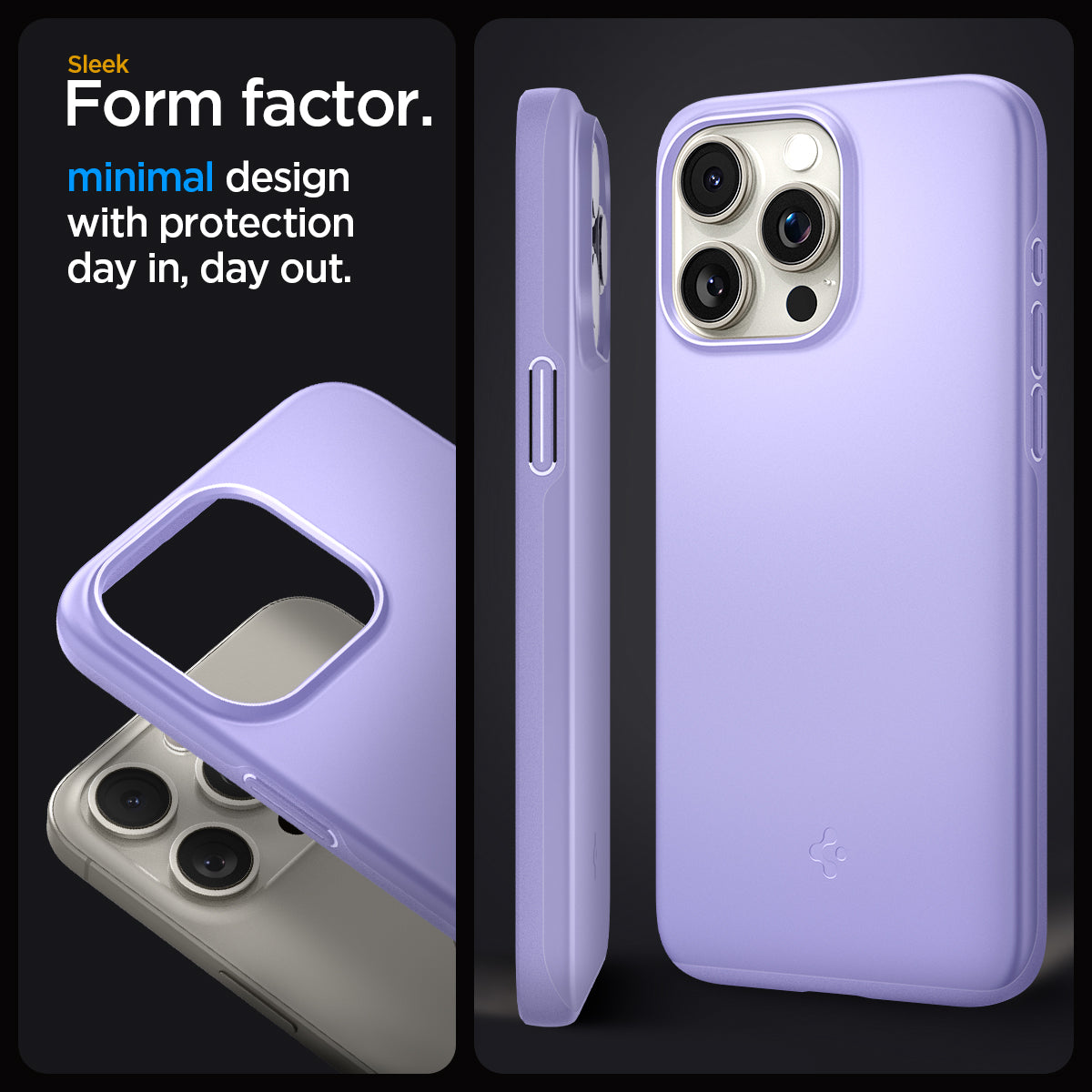 ACS06549 - iPhone 15 Pro Max Case Thin Fit in iris purple sleek form factor. Minimal design with protection day in, day out.