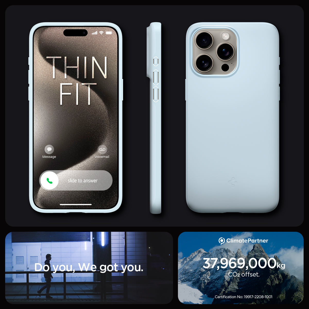ACS06550 - iPhone 15 Pro Max Case Thin Fit in mute blue thin fit. do you. we got you.