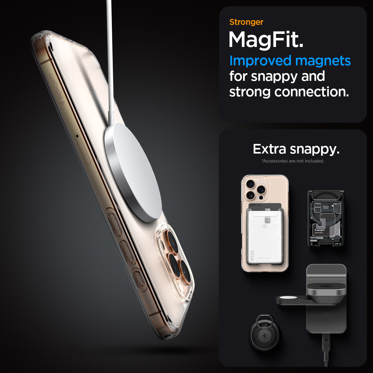ACS08133 - iPhone 16 Pro Case Ultra Hybrid (MagFit) in Frost Clear stronger magfit. improved magnets for snappy and strong connection. Extra snappy. accessory not included.