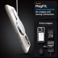 ACS08382 - iPhone 16 Pro Max Case Ultra Hybrid (MagFit) in Frost Natural Titanium stronger magfit. improved magnets for snappy and strong connection. Extra snappy. accessory not included.