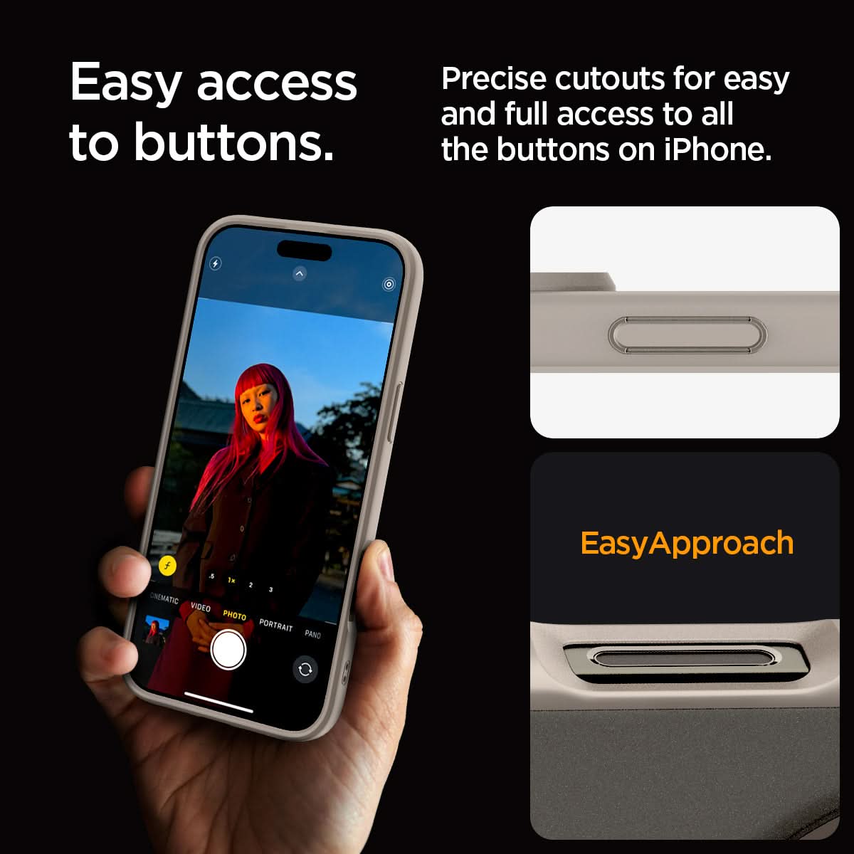 ACS08138 - iPhone 16 Pro Case Ultra Hybrid (MagFit) in Frost Natural Titanium easy access to buttons. Precise cutouts for easy and full access to all the buttons on iPhone.