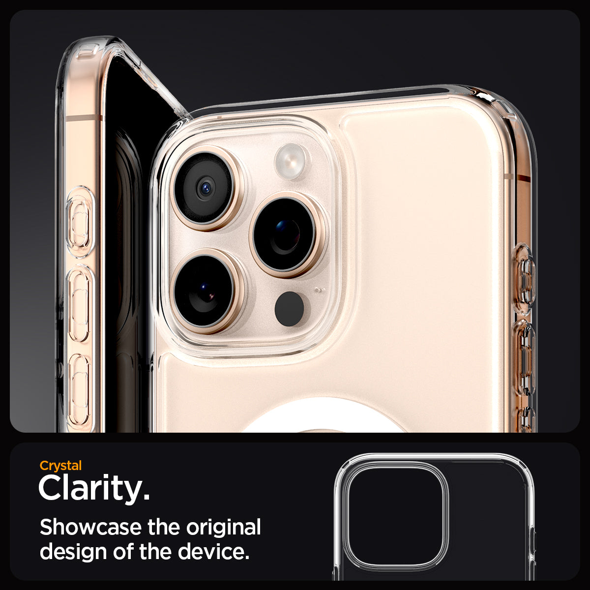 ACS08129 - iPhone 16 Pro Case Ultra Hybrid (MagFit) in White crystal clarity. Showcase the original design of the device.