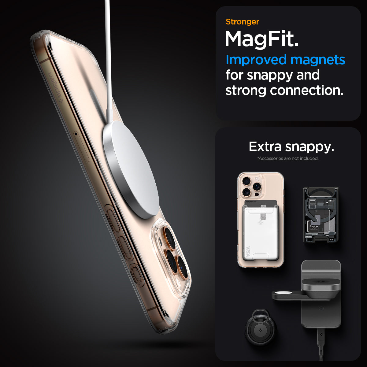 ACS08129 - iPhone 16 Pro Case Ultra Hybrid (MagFit) in White stronger magfit. improved magnets for snappy and strong connection. Extra snappy. accessory not included.