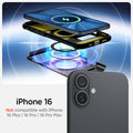 ACS08226 - iPhone 16 Case Slim Armor (MagFit) in Gunmetal showing the compatibility with iPhone 16 Plus. Not compatible with iPhone 16, 16 Pro or 16 Pro Max