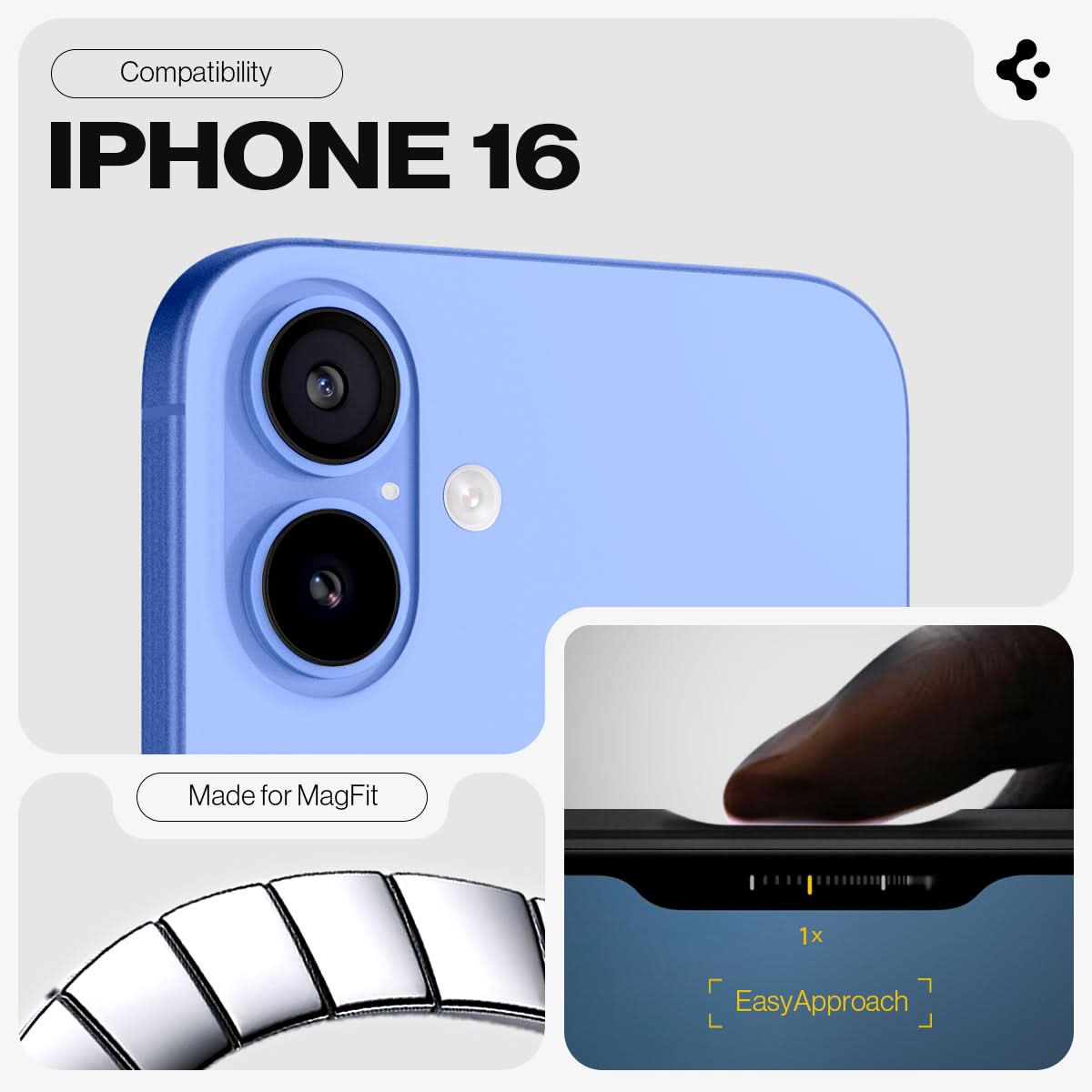 ACS08215 - iPhone 16 Case Tough Armor AI (MagFit) in Gunmetal compatibility iphone 16. Made for magfit. Easy approach.