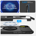 ACS08098 - iPhone 16 Plus Case Slim Armor (MagFit) in Black showing the Optimal magnetic force achieved with a slim, seamless design. 3.20TMaget+ Back thickness