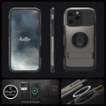 ACS08163 - iPhone 16 Pro Case Slim Armor (MagFit) in Gunmetal showing the different angles